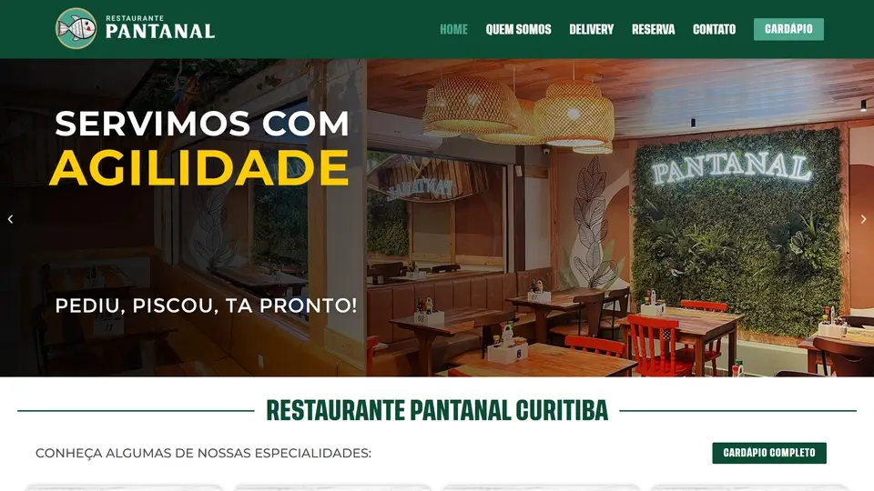Criação de site para Restaurante - Site para Restaurante Pantanal - Curitiba - Pato Sites Pato Branco